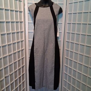 Peter Nygard Black and White Geometric Midi Dress 6340